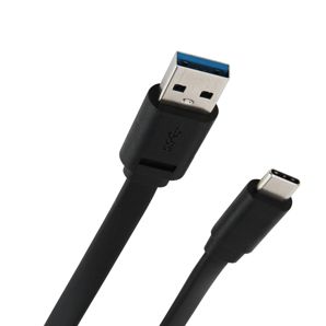 USB-A to USB-C Short Noodle Black Cable, 30cm - Anko