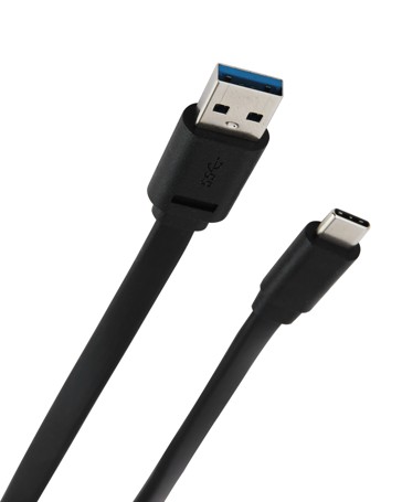 USB-A to USB-C Short Noodle Black Cable, 30cm - Anko