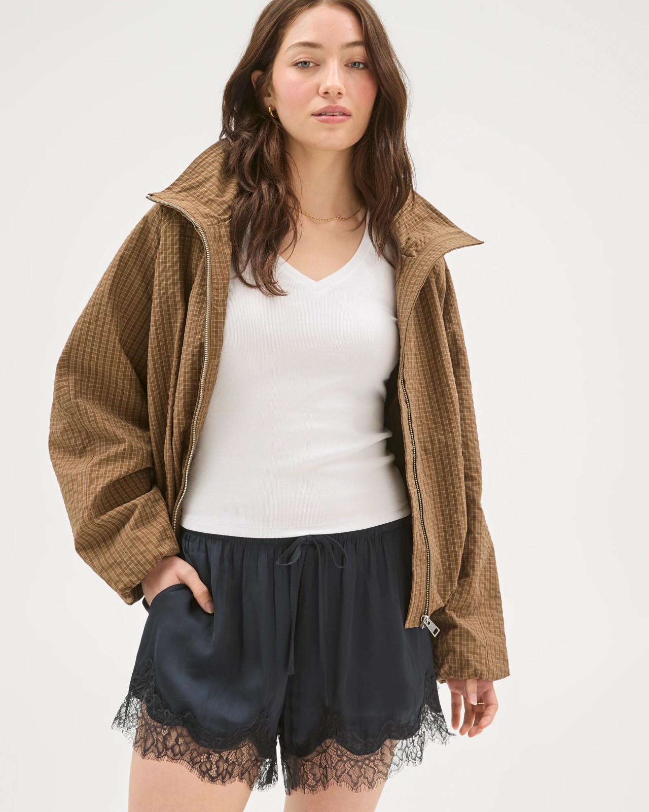 Lily Loves Lace Trim Satin Shorts - Rich Navy 4 of 6