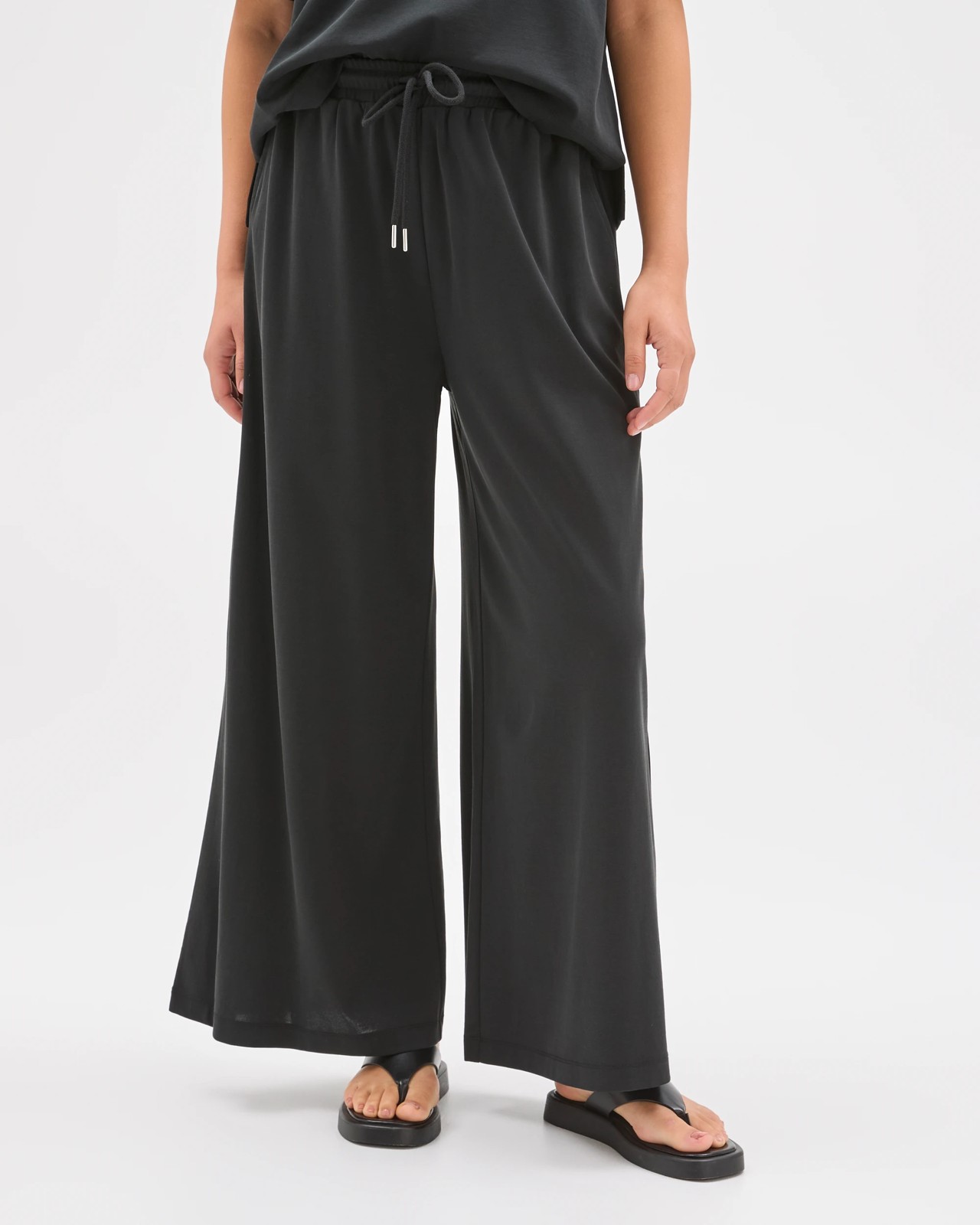 Relaxed Wide Leg Drape Pants - Washed Black 5 of 5