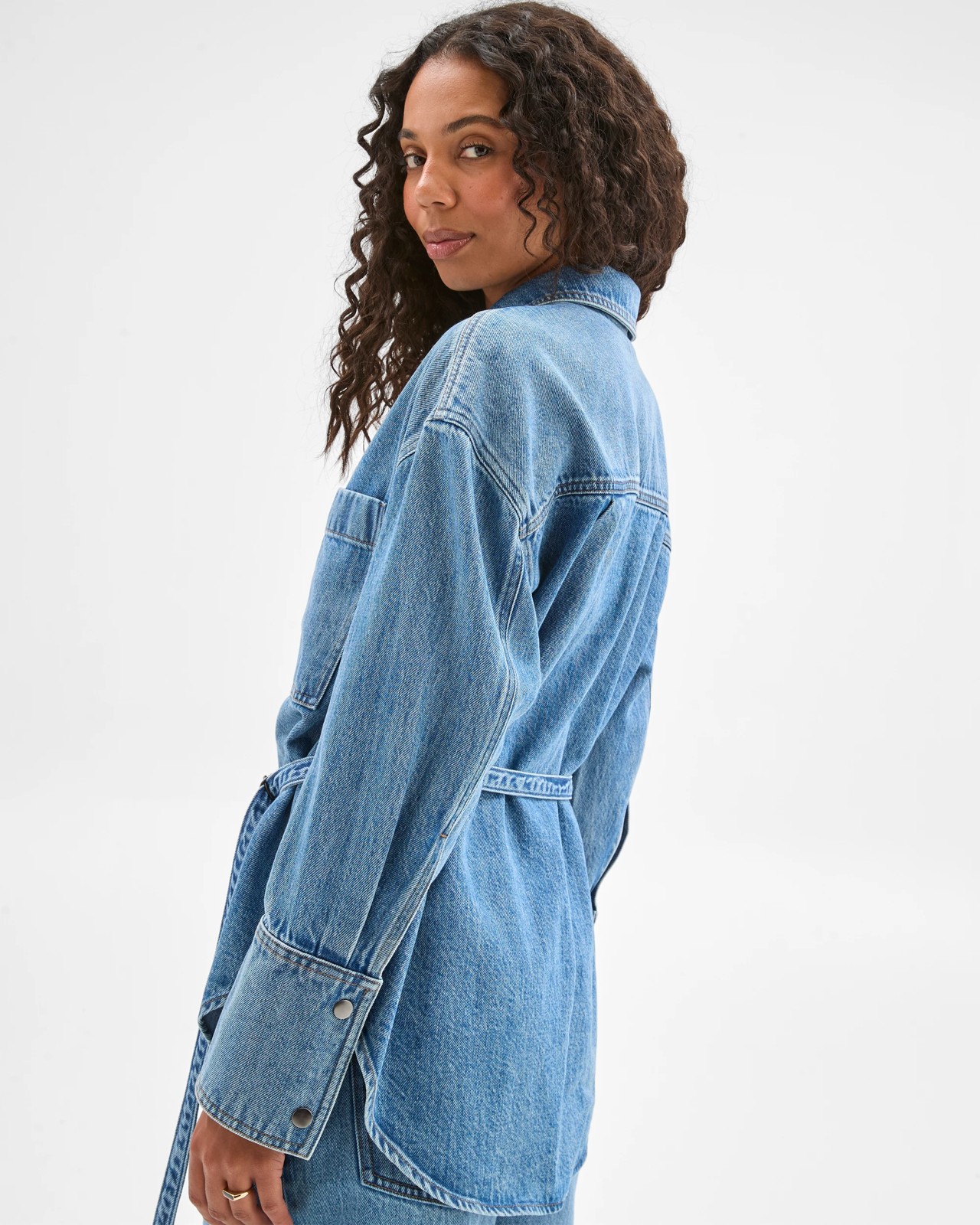 Belted Denim Shacket 6 of 6