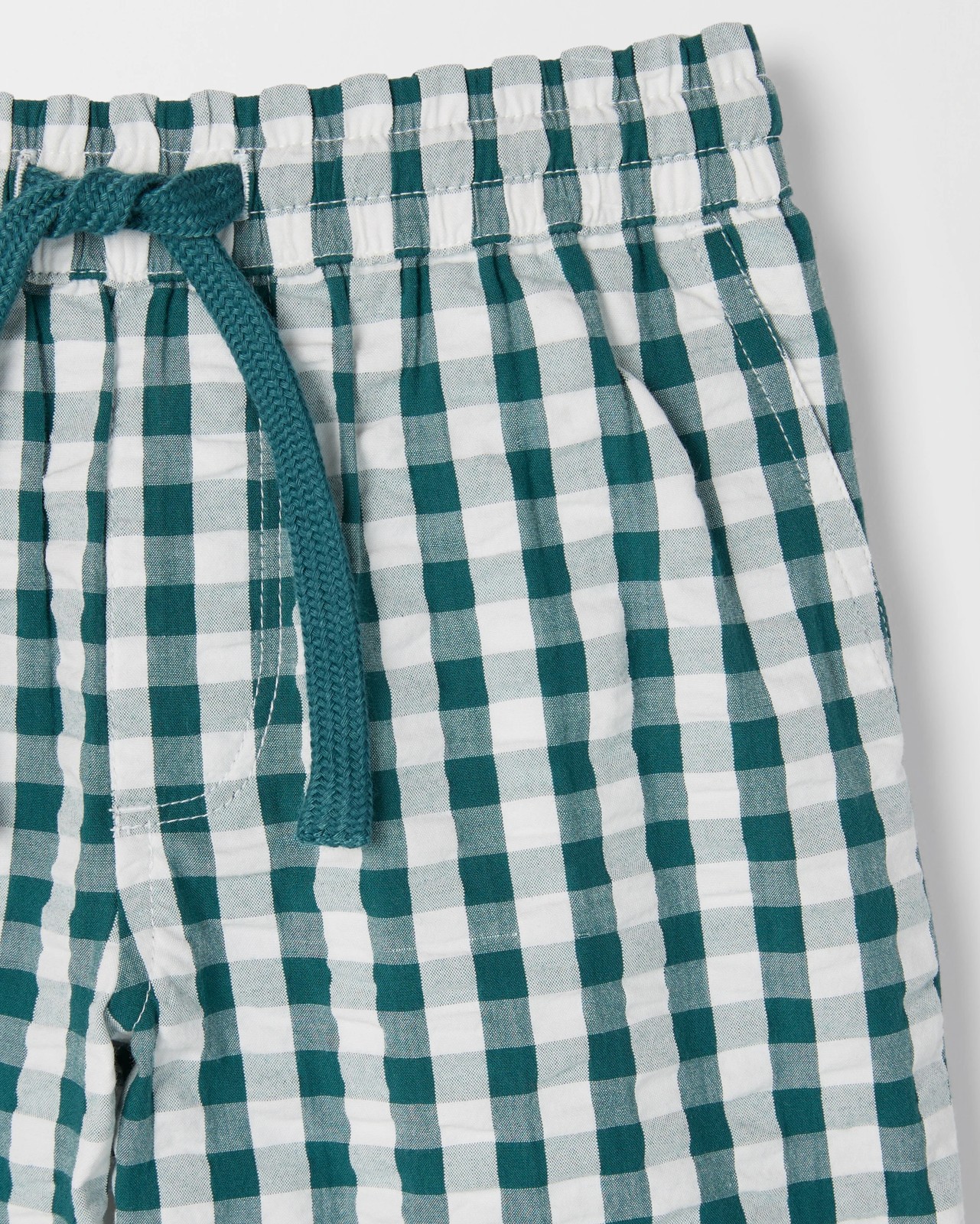 Australian Cotton Seersucker Volley Shorts - Green Gingham 2 of 2