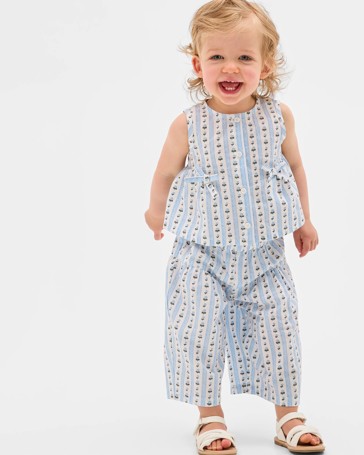 Baby Woven Sleeveless Top and Wide Leg Pants Set