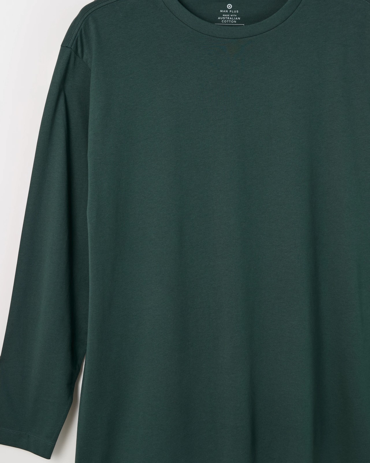 Plus Size Australian Cotton Long Sleeve T-Shirt - Winter Green 2 of 2