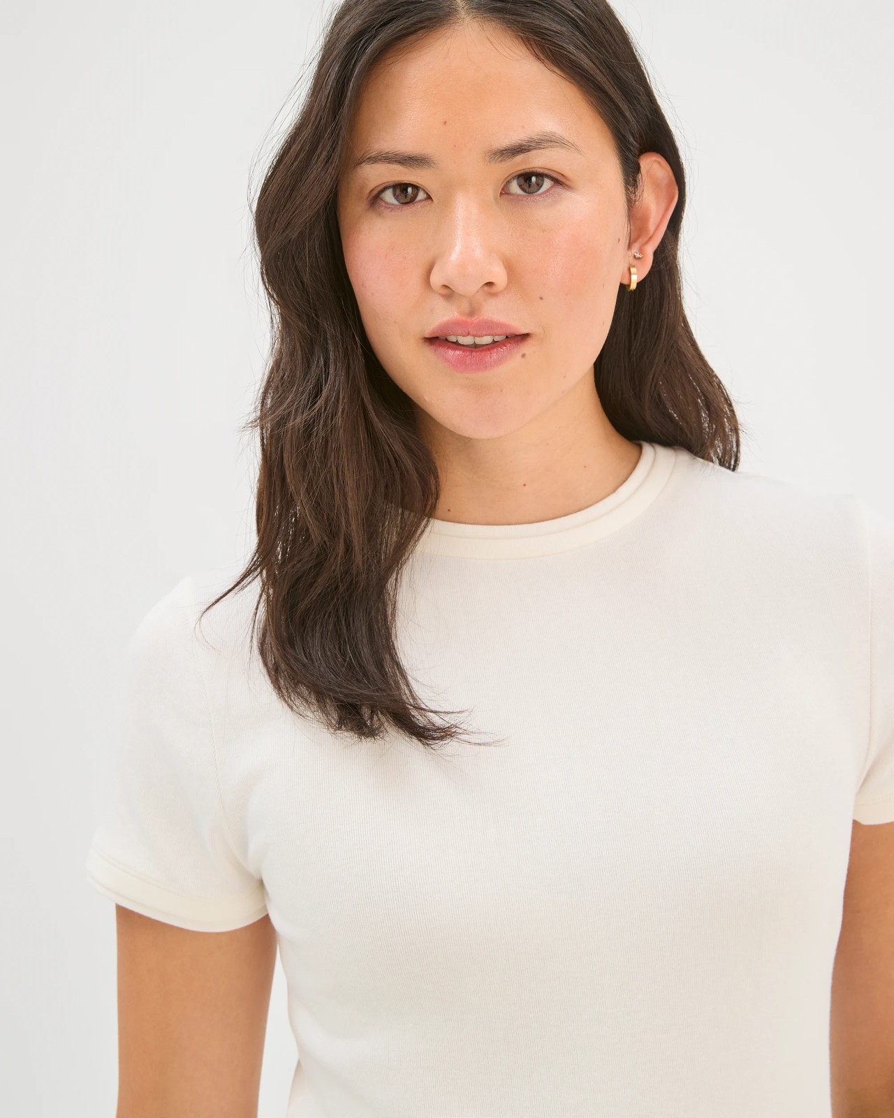 Soft Touch Double Layer Fitted T-Shirt - Cloud Dancer 3 of 5