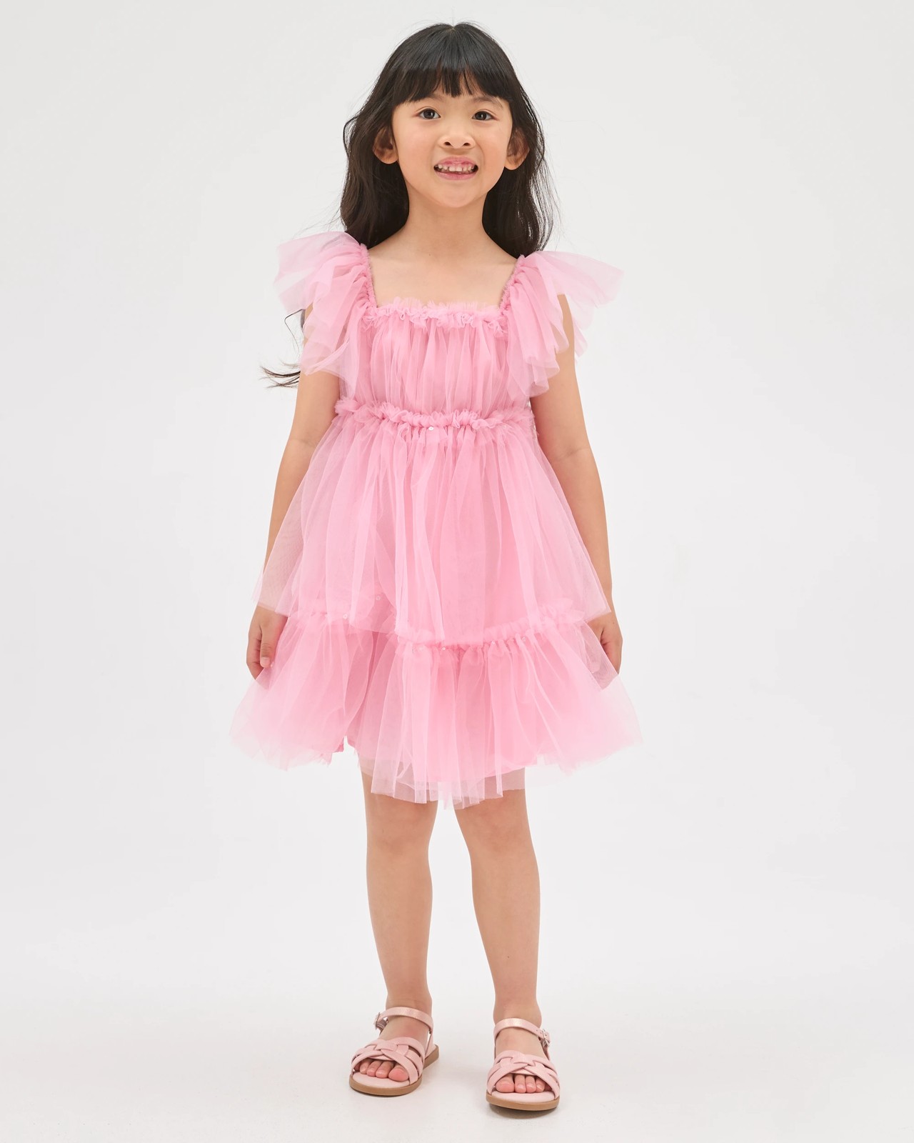 Ruffle Sleeve Occasion Tulle Dress 2 of 5