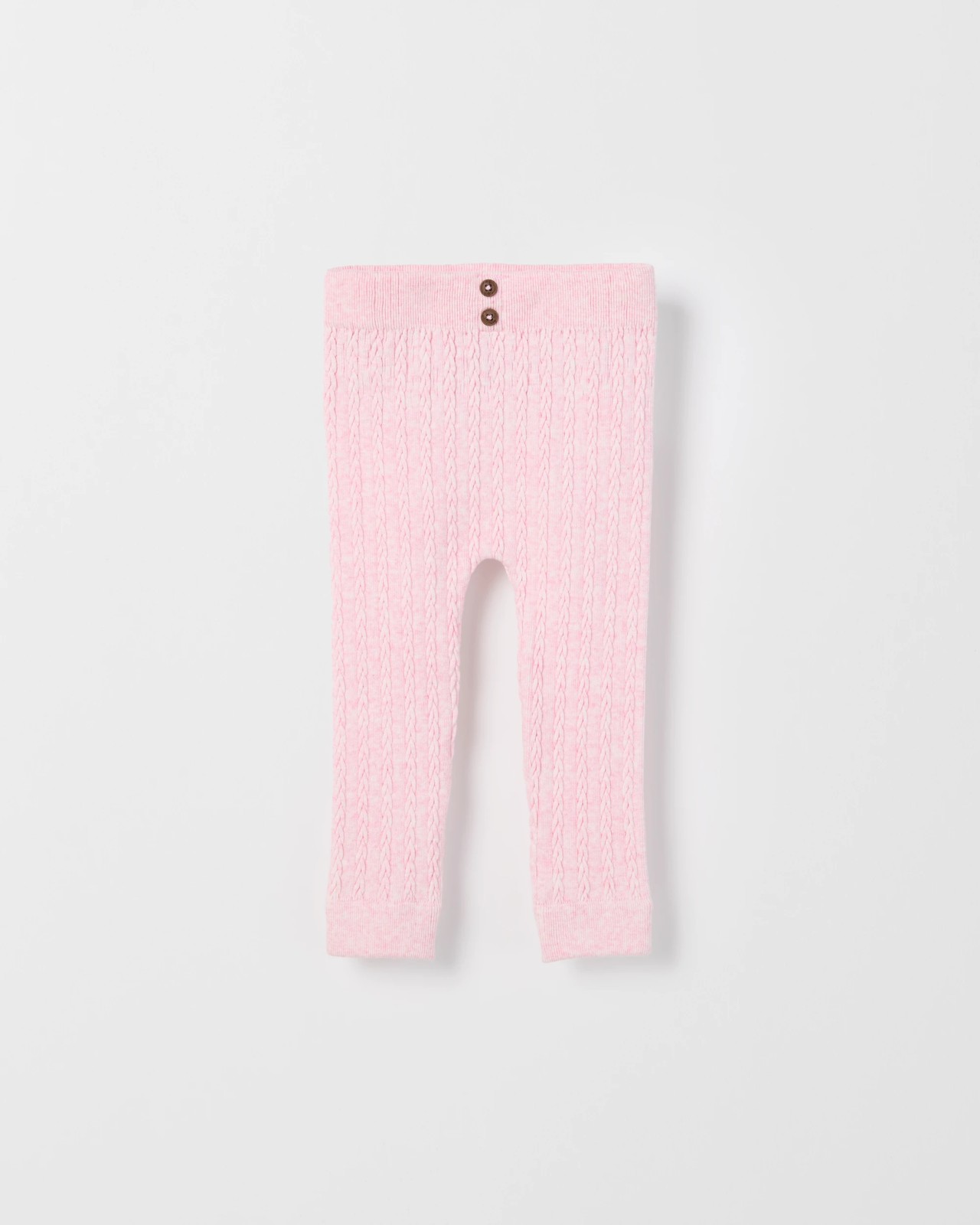 Australian Cotton Blend Cable Knit Leggings - Pink Marle 2 of 3