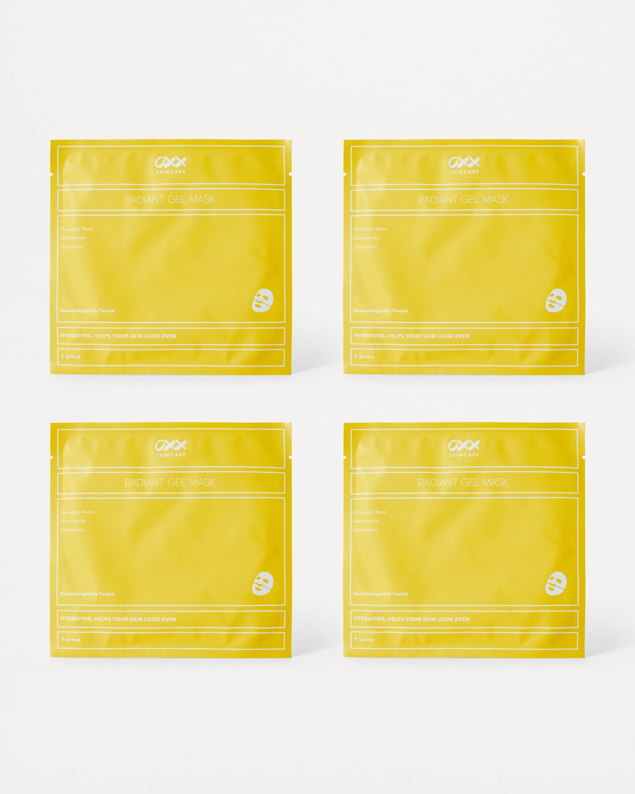 OXX Skincare 4 Pack Radiant Gel Masks - Pineapple Water - Niacinamide and Glutathione 2 of 4