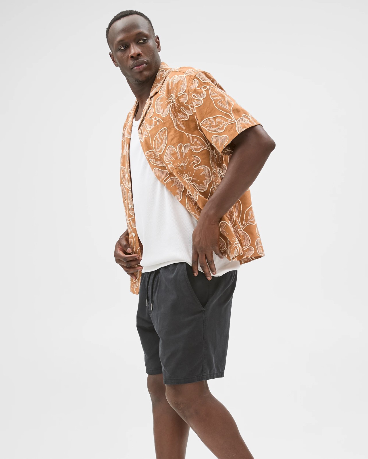 Commons Australian Cotton Boxy Fit Embroidered Shirt - Clay 5 of 5
