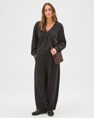 Active Australian Cotton Blend Sueded Rib V-Neck Jumper