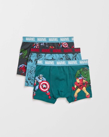 Marvel Australian Cotton 3 Pack Younger Boys Trunks
