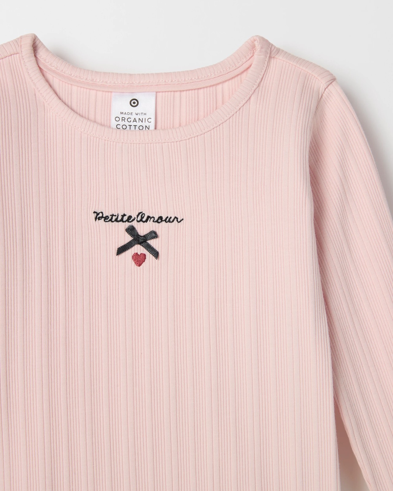 Baby Organic Cotton Long Sleeve Rib T-Shirt - Ballet Slipper 2 of 2