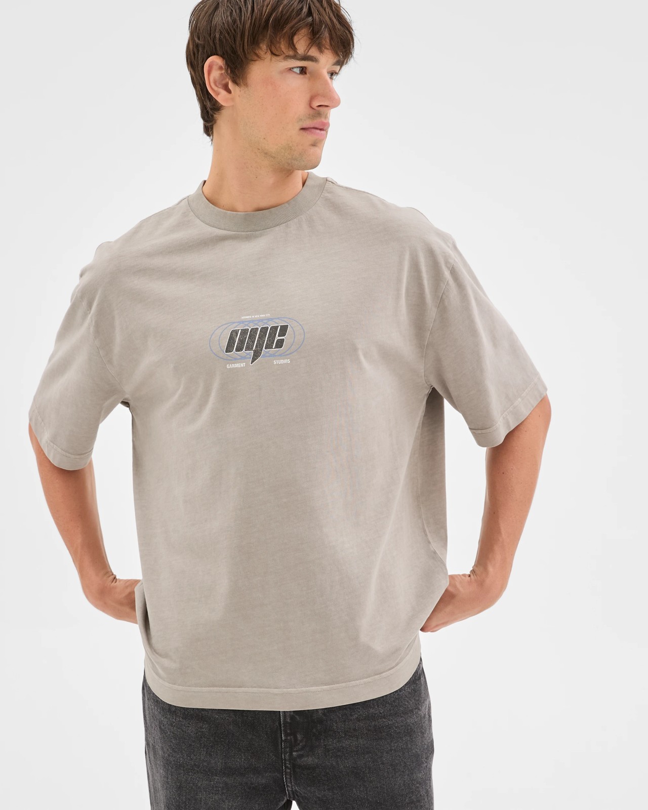 Commons Australian Cotton Boxy Fit Graphic T-Shirt - NYC Grey 3 of 6