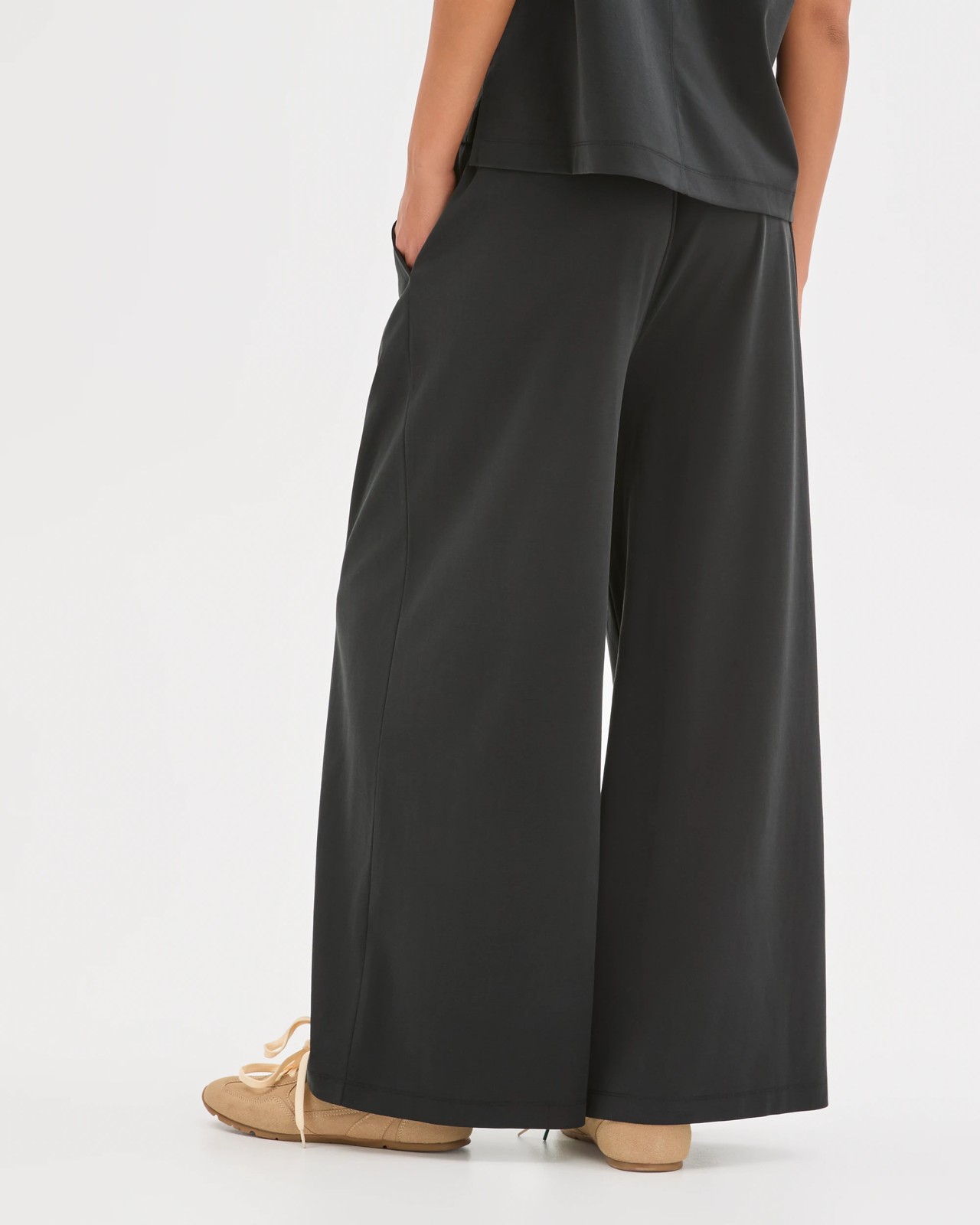 Relaxed Wide Leg Drape Pants - Washed Black 5 of 6
