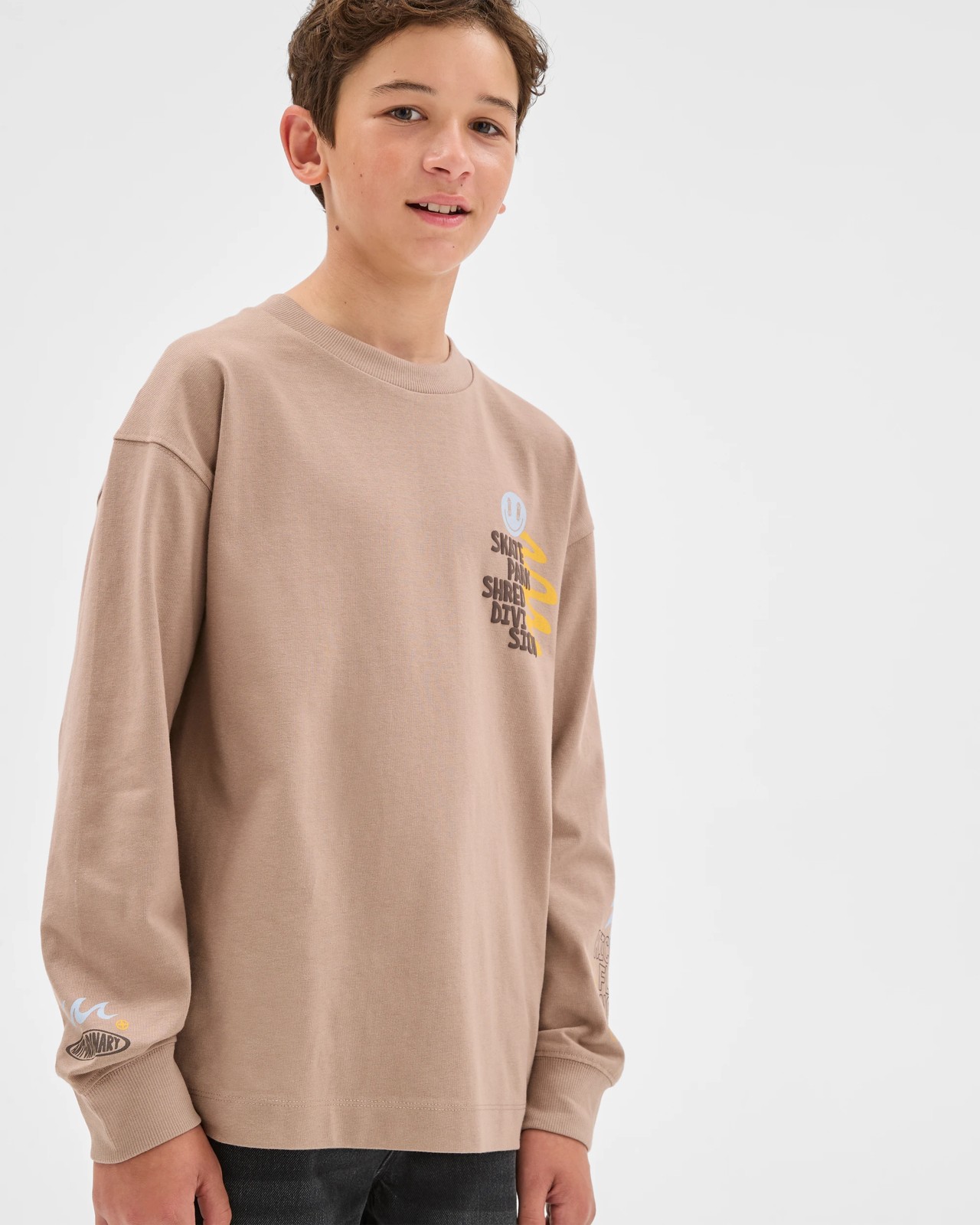Australian Cotton Long Sleeve Heavyweight T-Shirt - Taupe 3 of 5