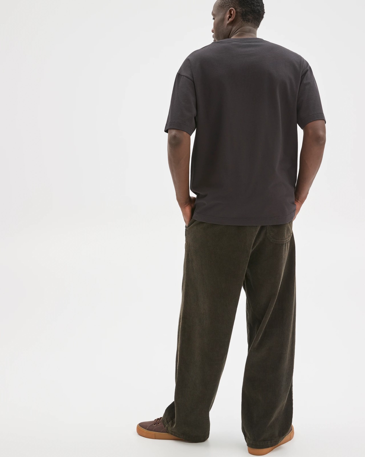 Commons Australian Cotton Elastic Waist Loose Fit Corduroy Pants - Black 6 of 6