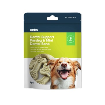 9 Pack Pet Treat Dental Bones Parsley and Mint Medium - Anko
