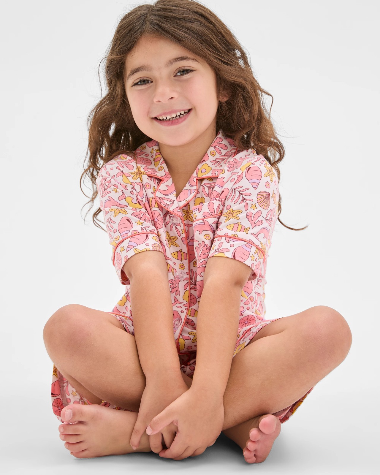 Bamboo Younger Girls Button Through Knit Pyjama Set - Under The Sea 3 of 5
