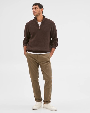 Australian Cotton Midweight 1/2 Zip Knit Sweater