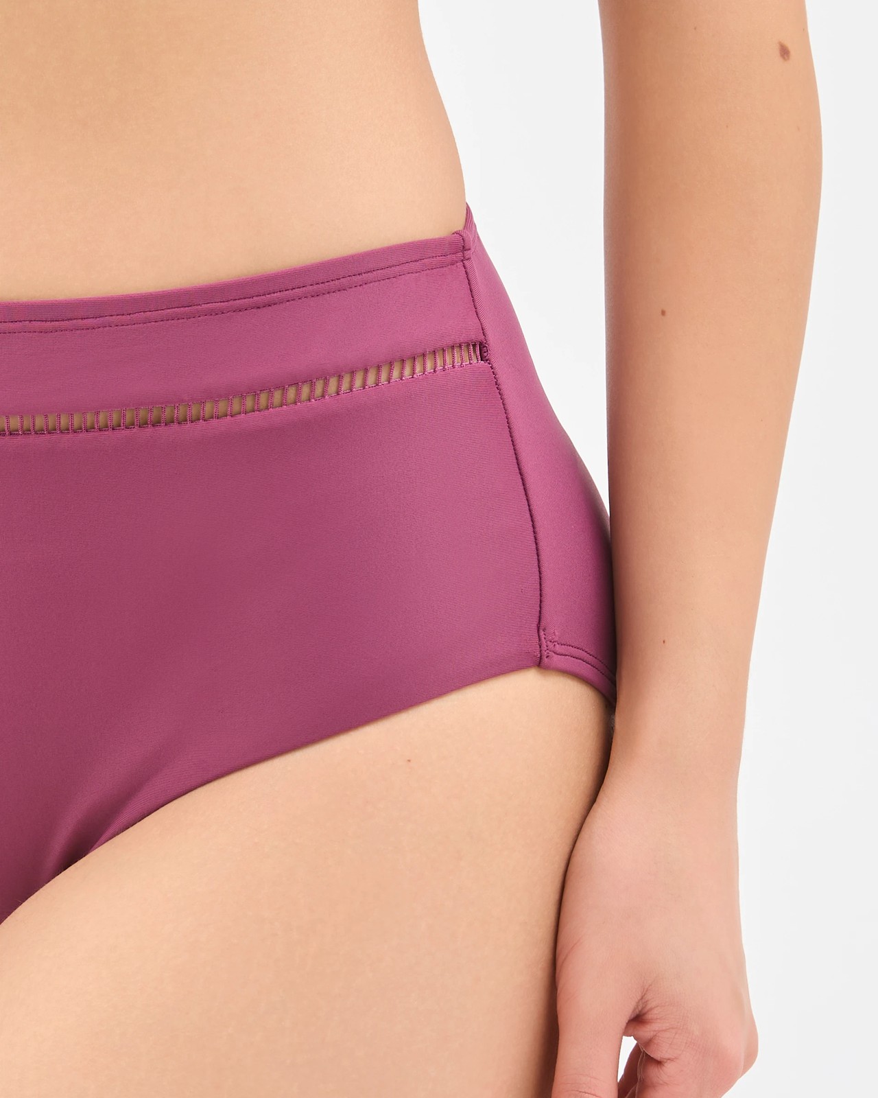 Shape Your Body Resort Ladder Trim High Waisted Matte Micro Swim Bikini Bottoms - Fig 5 of 6