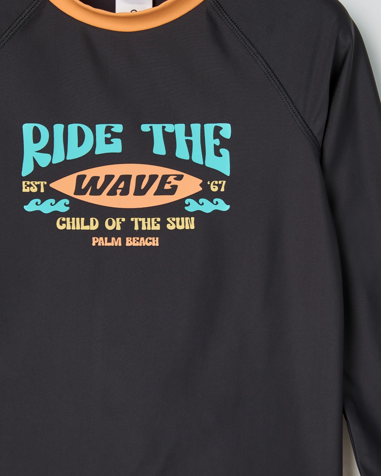 Long Sleeve Rash Vest and Trunks Swim Set - Charcoal / Orange 2 of 3