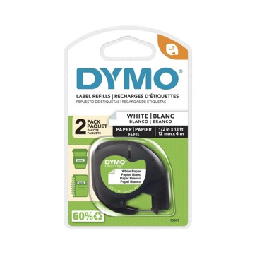 Dymo 2 Pack LetraTag Labeller Paper Tape - 12mm x 4M