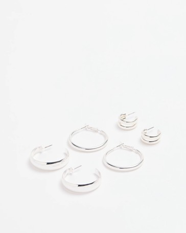 3 Pack Mixed Hoop Earrings