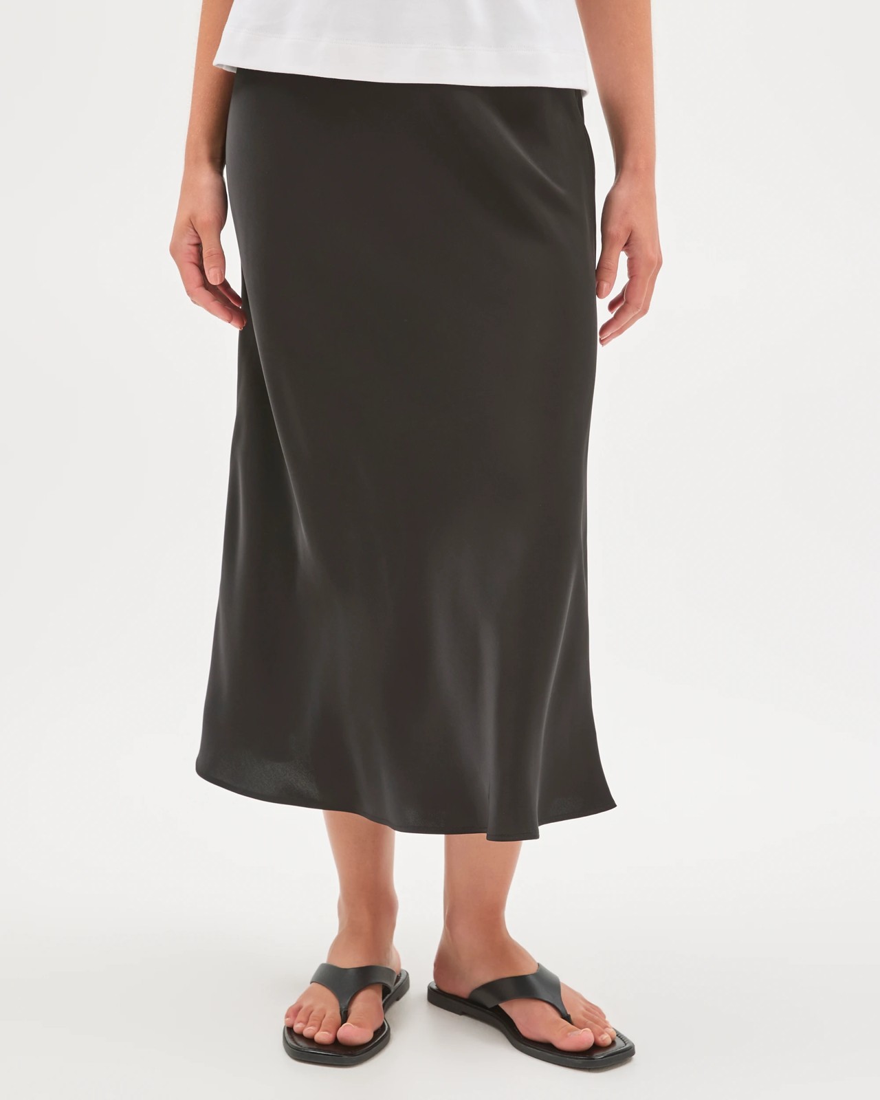 Petites Bias Cut Satin Midi Skirt 2 of 5