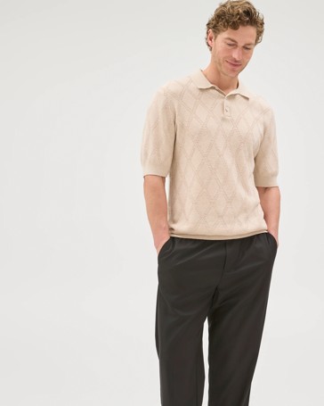 Preview Australian Cotton Jacquard Knit Polo Top