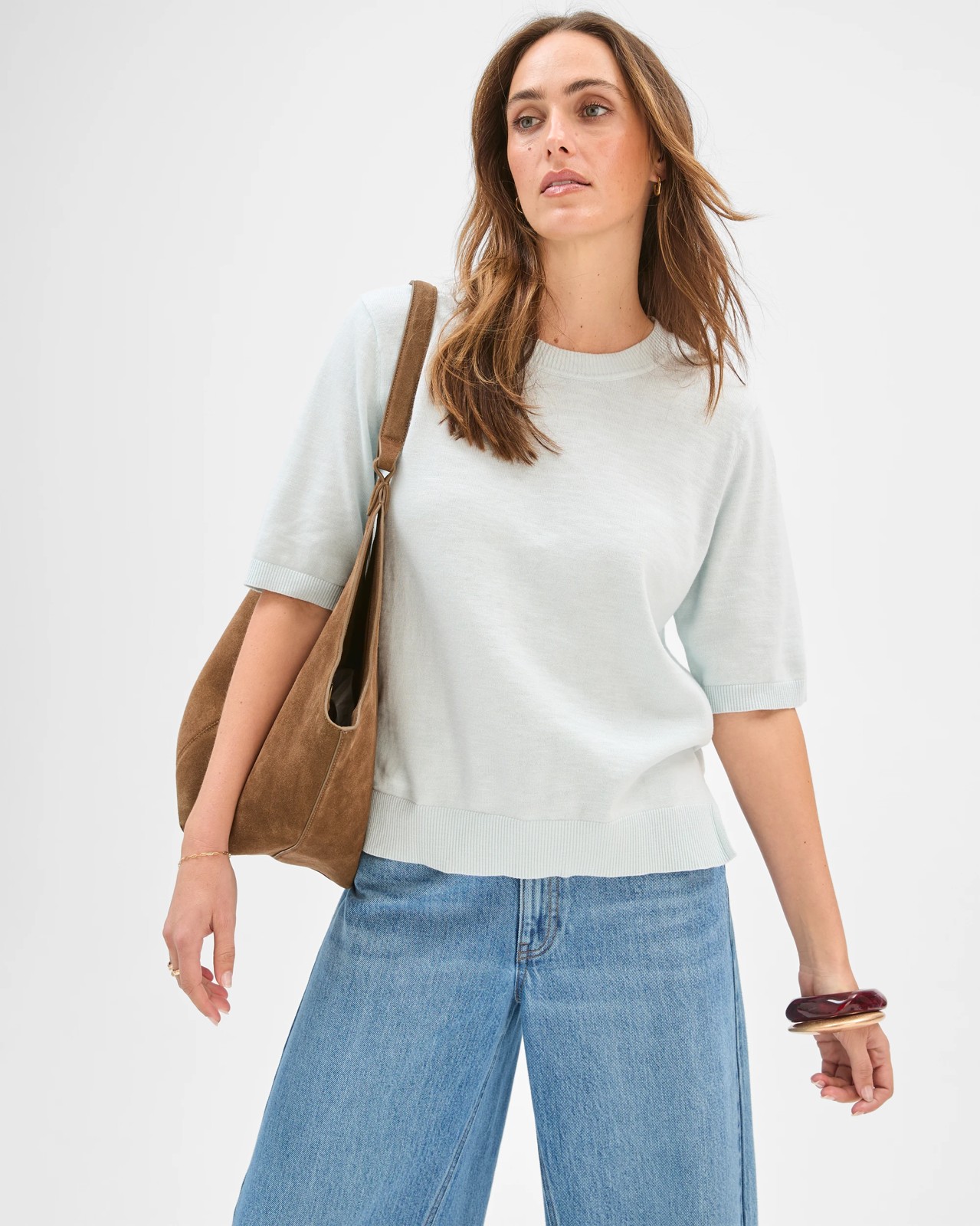 Australian Cotton Blend Knit T-Shirt - Glacier 3 of 5