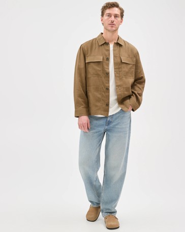 European Linen Long Sleeve Oversized Overshirt