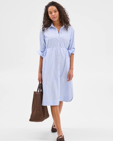 Long Sleeve Poplin Shirt Dress