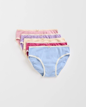Maxx Australian Cotton 5 Pack Older Girls Pointelle/Rib Briefs