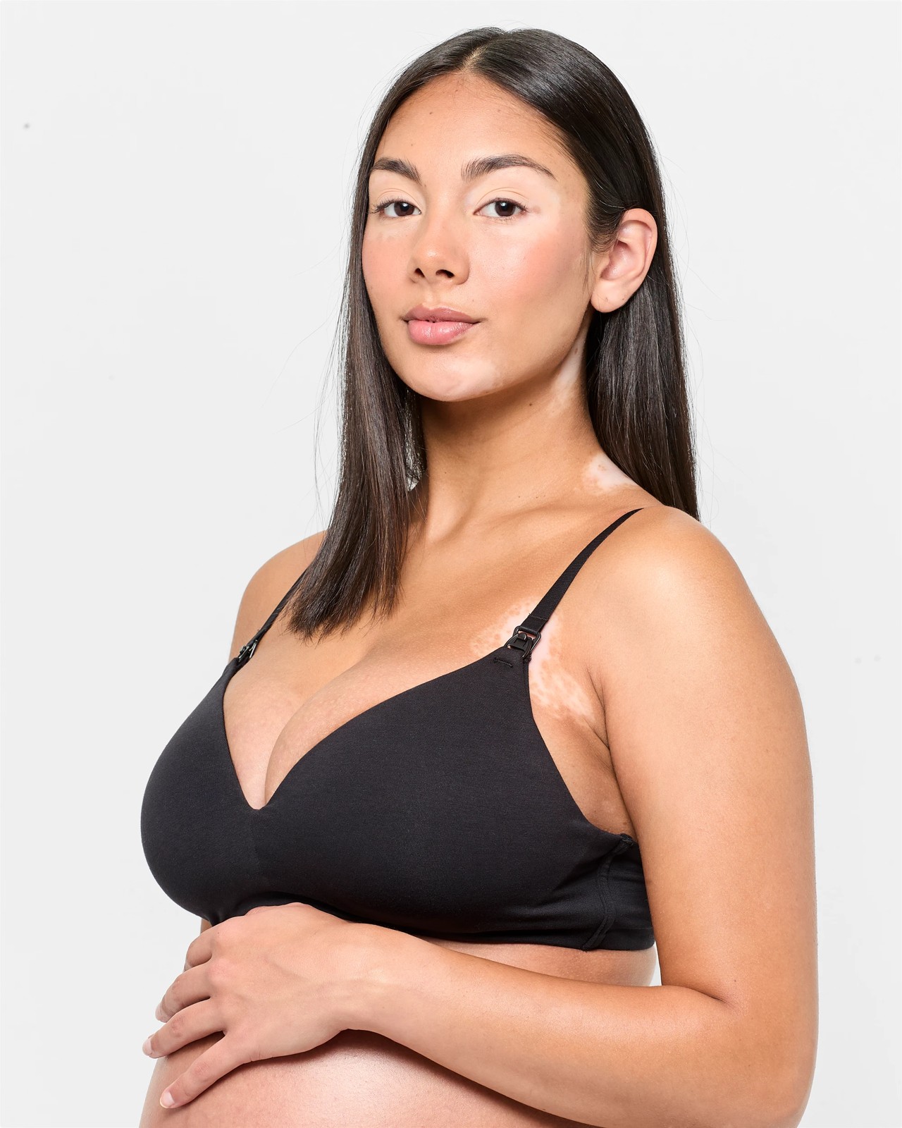 Maternity Organic Cotton 2 Pack Wirefree T-Shirt Bras - Black / Black 4 of 6
