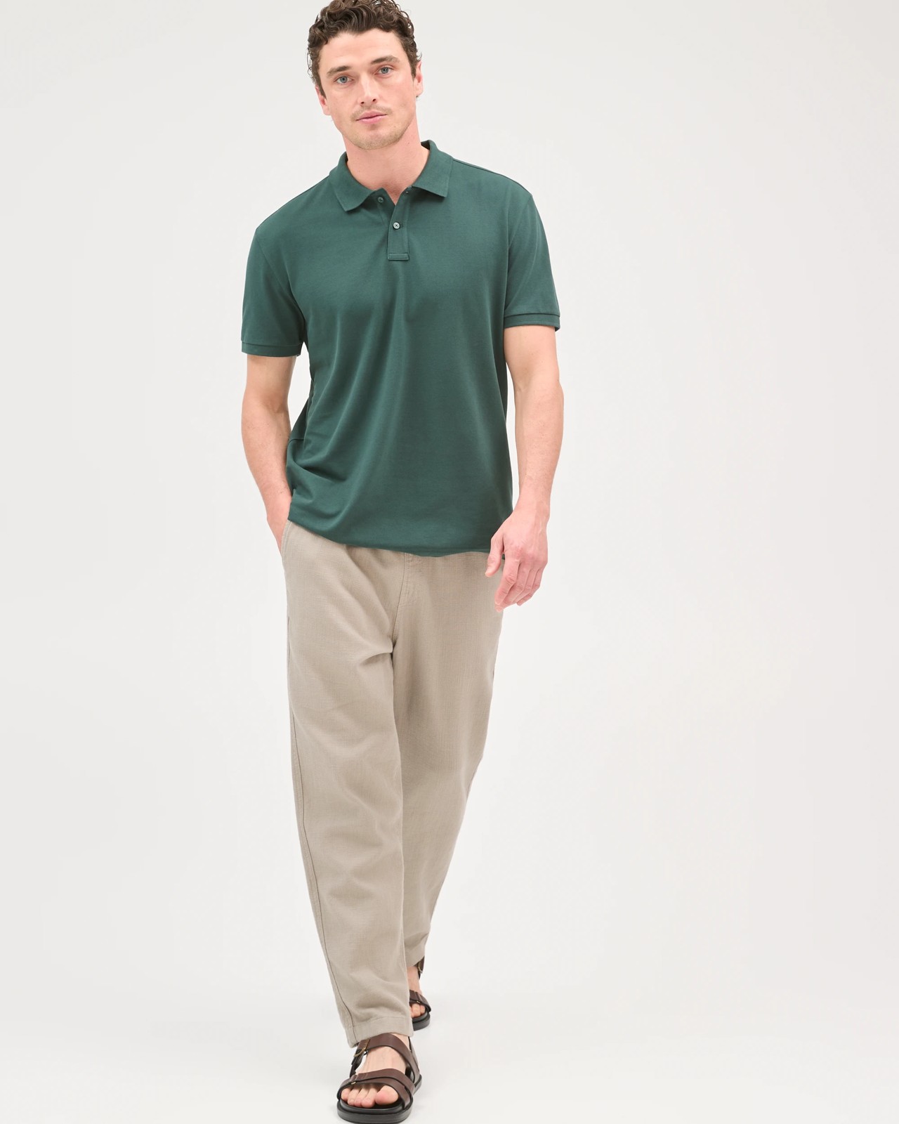 Australian Cotton Short Sleeve Polo Top - Hunter Green 2 of 6