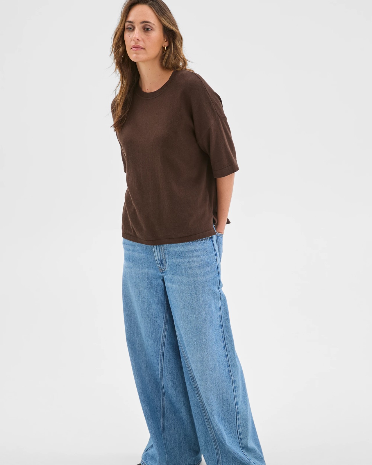 Australian Cotton Blend Oversized Crew Neck T-Shirt - Coffee Bean 4 of 6