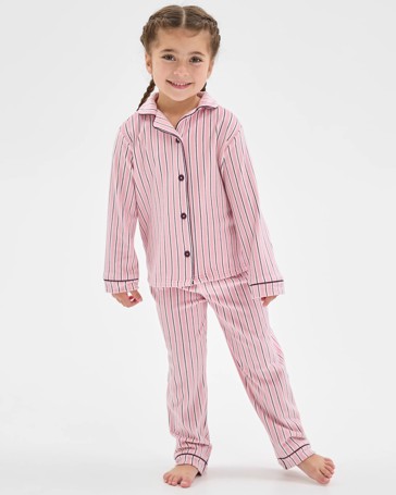 Younger Girls Button Through Fleece Pyjama Set