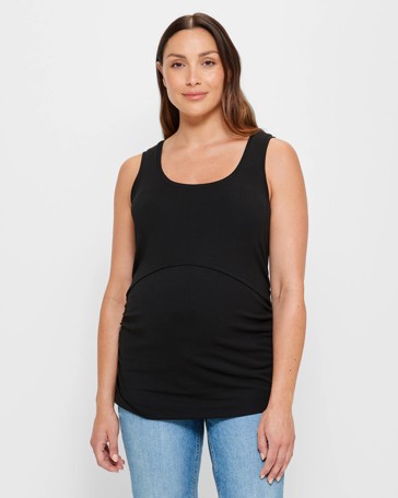 Maternity Sleeveless Shirred Bodice Top