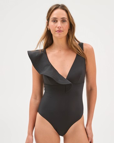 Shape Your Body Resort Ruffle V-Neck Matte Micro One Piece Swimsuit