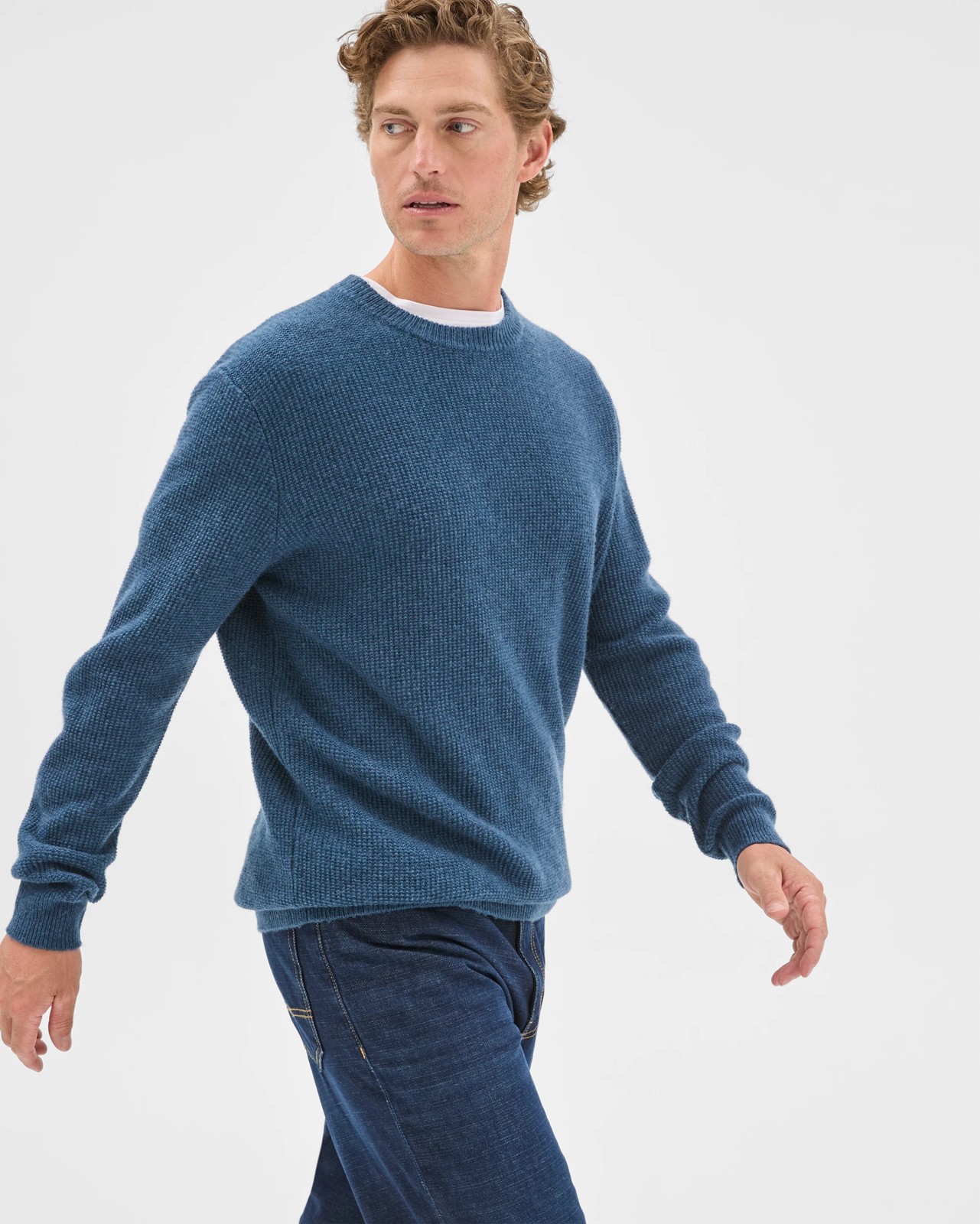 Lambswool Long Sleeve Crew Neck Knit Jumper - Bright Blue 5 of 5