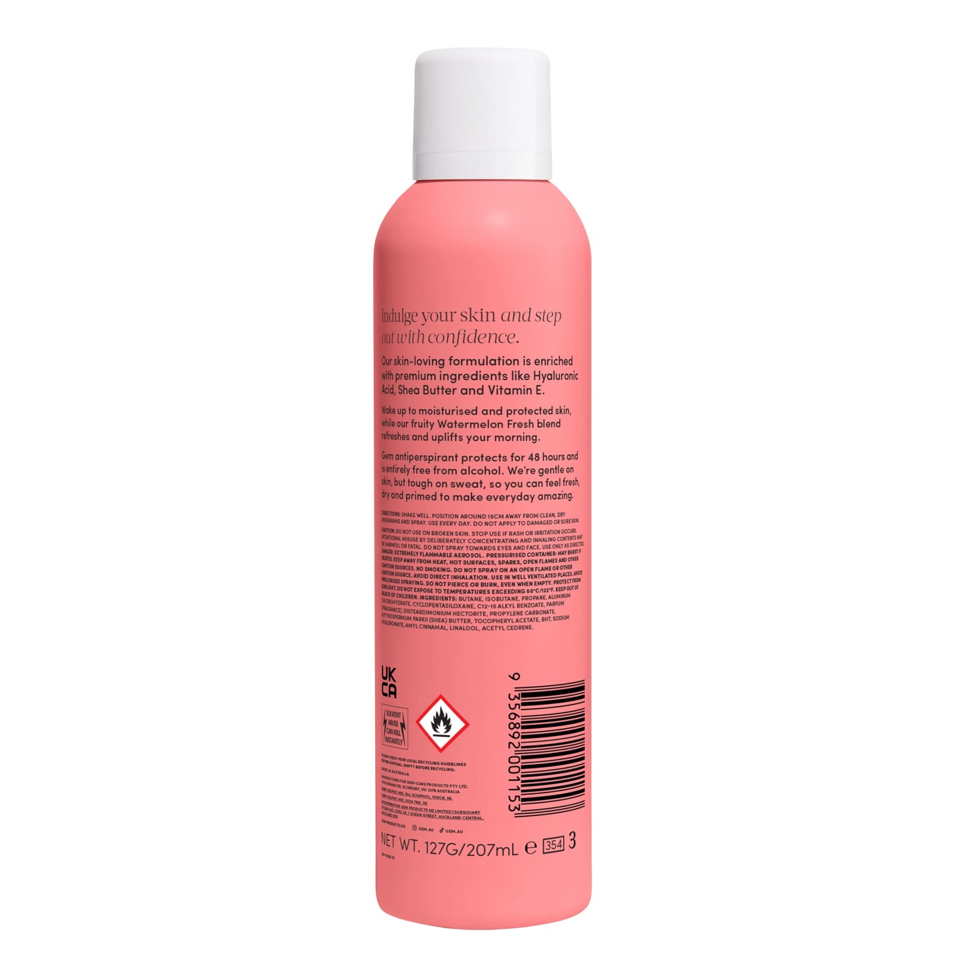 Gem Watermelon Fresh Skin-Loving Deodorant 207ml - Hyaluronic Acid, Vitamin E and Shea Butter 2 of 6