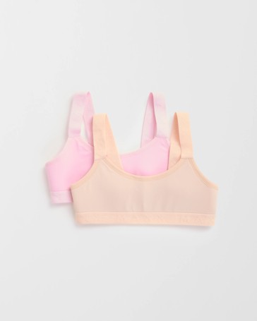 Maxx Big Girls 2 Pack Micro Performance Active Crop Tops