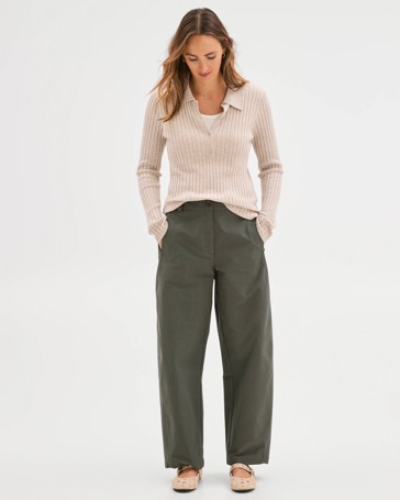 Relaxed Forward Seam Barrel Leg Pants