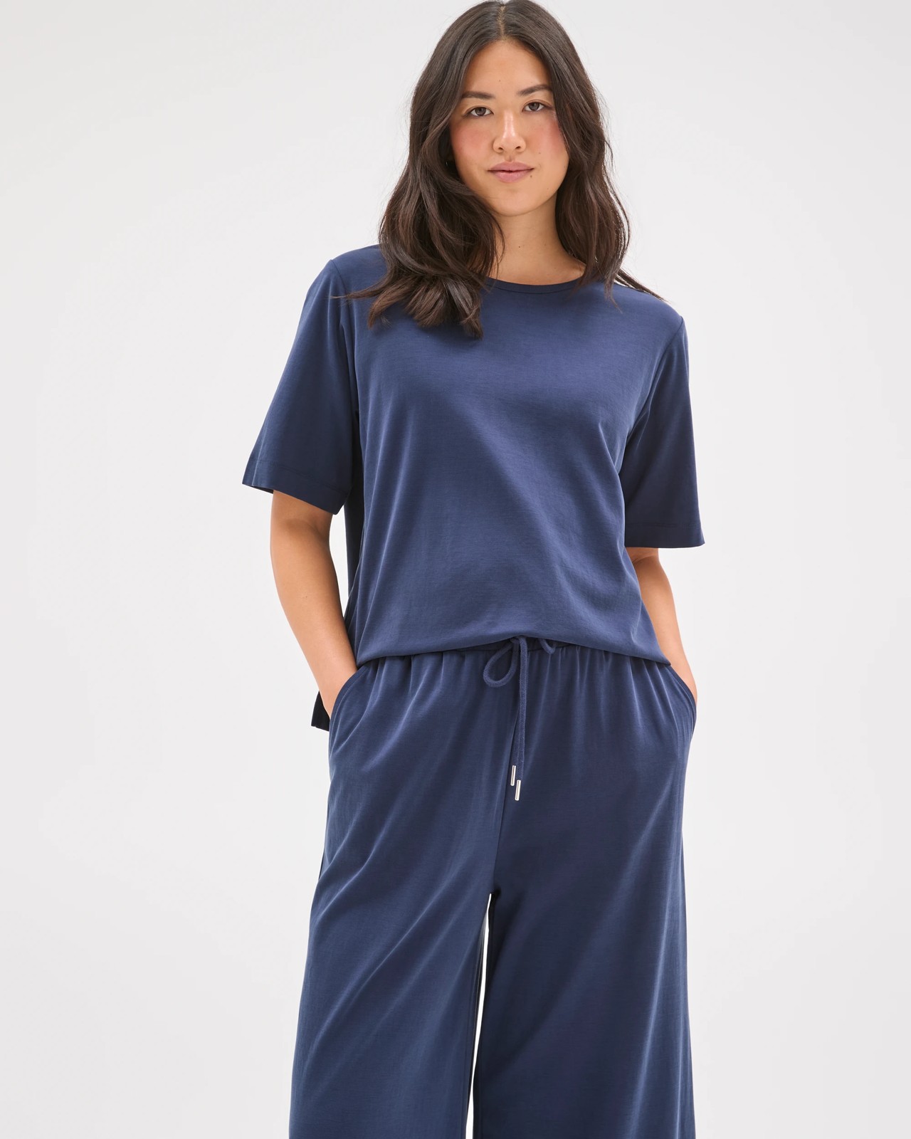 Relaxed Wide Leg Drape Pants - Ink Navy 3 of 5