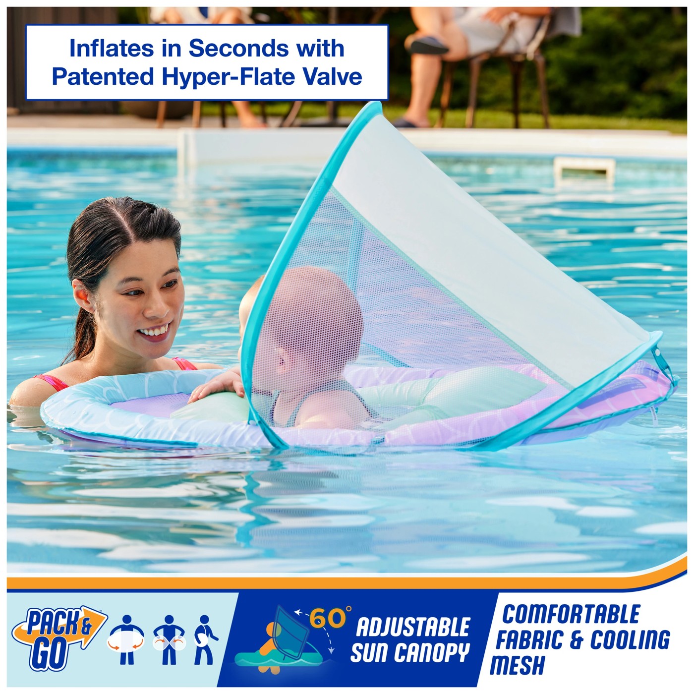 SwimWays Premium Baby Spring Float Inflatable Sun Canopy - Assorted 2 of 6
