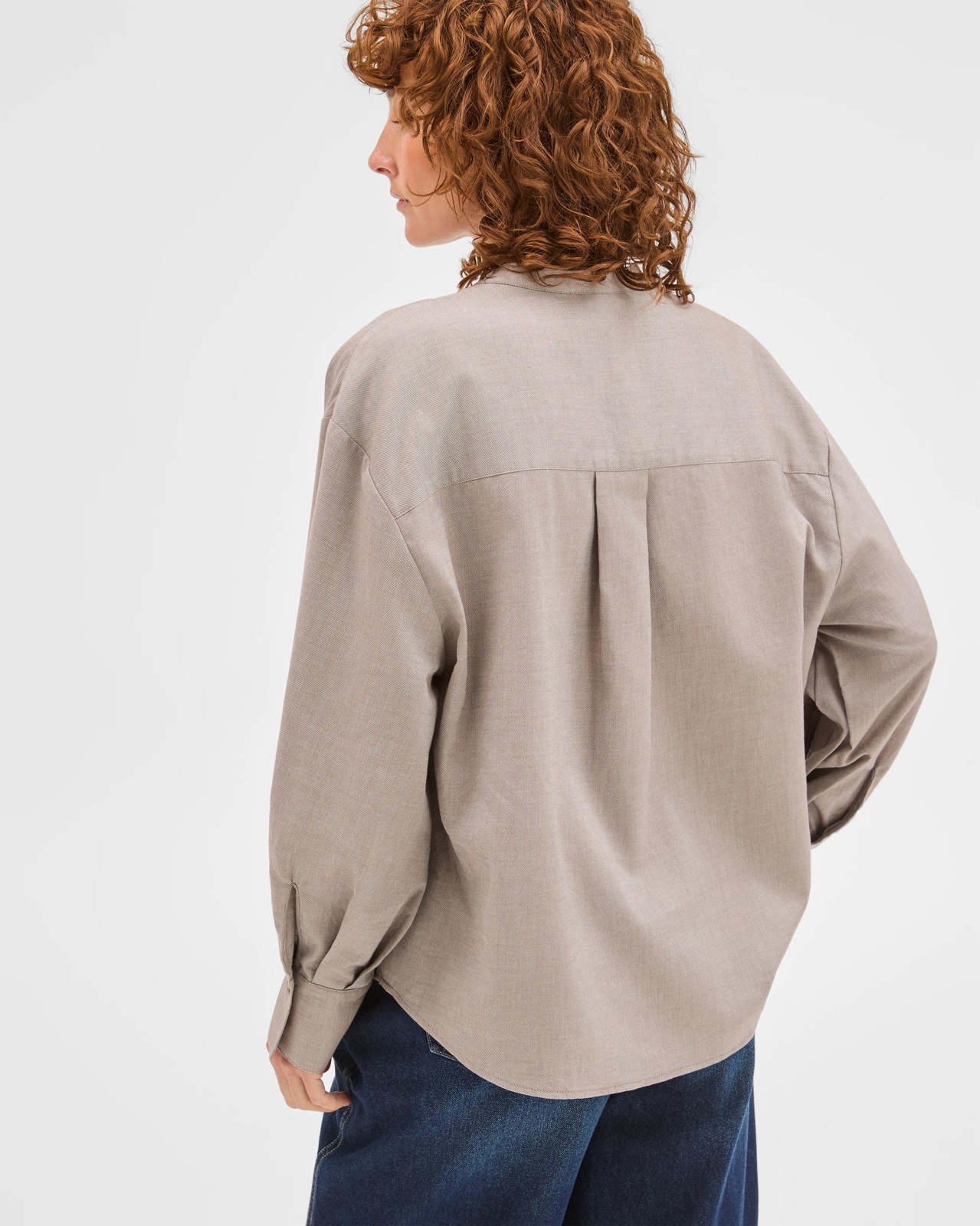 Australian Cotton Tuck Detail Popover Top - Taupe 6 of 6