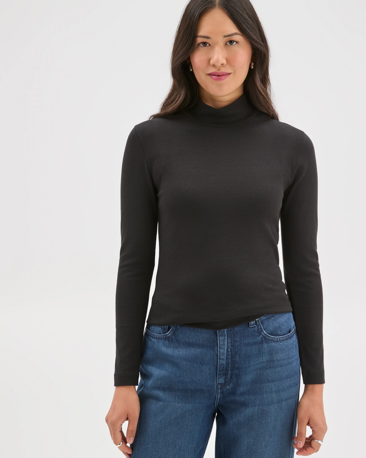 Soft Touch Long Sleeve Skivvy Top - Black 2 of 6