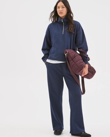 Active Australian Cotton Blend Straight Leg Fleece Trackpants