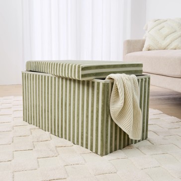 Anko Rectangle Storage Ottoman - Green Stripe