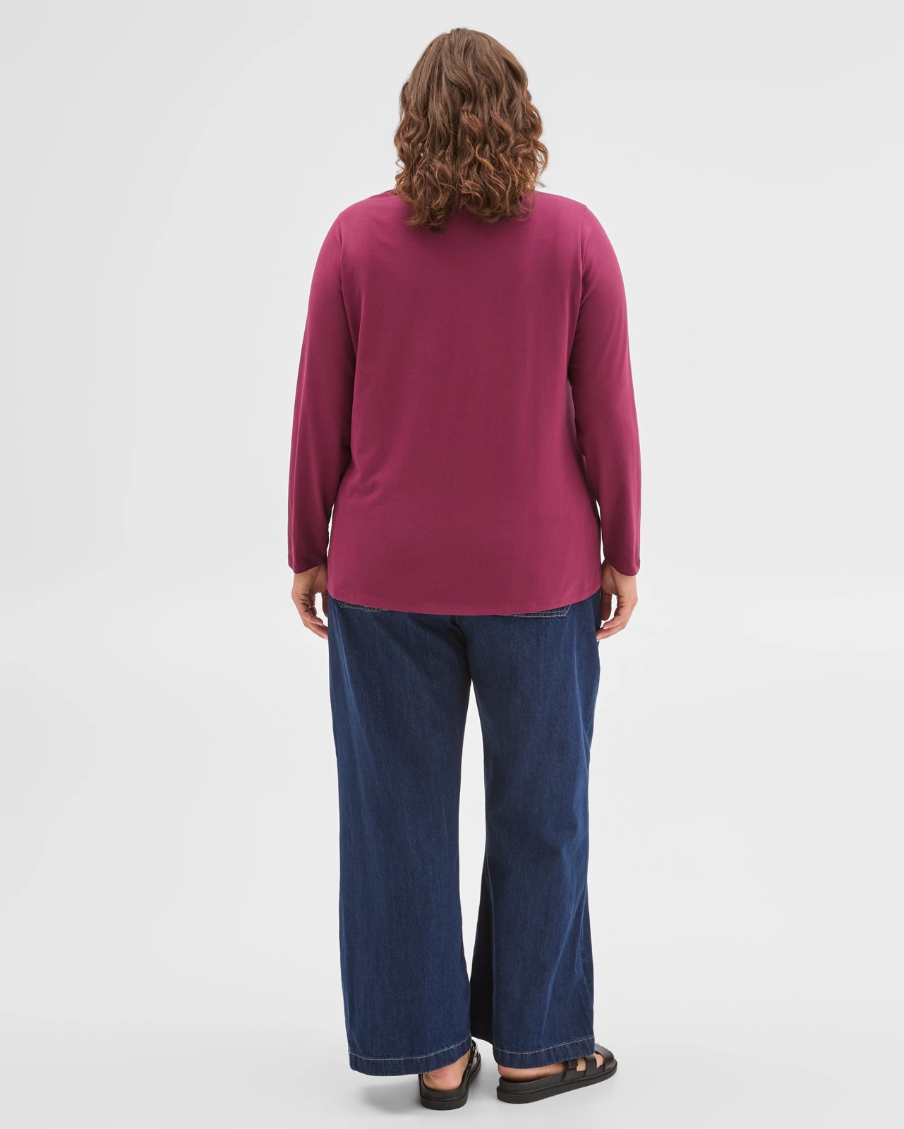 Plus Size Australian Cotton Long Sleeve Crew T-Shirt - Boysenberry 4 of 6